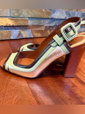 Britt, Leather Slingback - Peep-Toe Heels